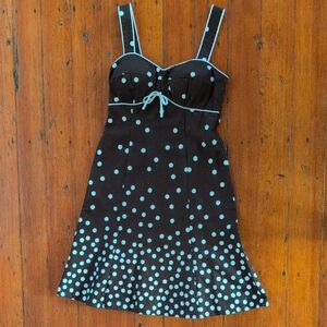 Brown And White Polka Dot A-line Dress